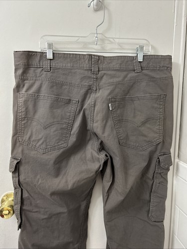 Levis Cargo Pants Mens Sz 38x32 Gray White Tab Jeans Tapered Denim Pockets - Picture 8 of 13