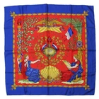 Hermes Scarf Silk Carre 90 REPUBLIQUE FRANCAISE 1789 Blue Excellent F305