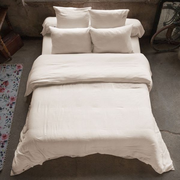 Housse de couette 140x200 cm gaze de coton naturel linge de lit respirant gaufré