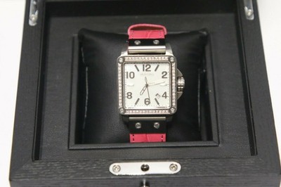 Brera Orologi Stella Diamond Case Watch, 0.8 Ct Diamonds, Pink Alligator #830