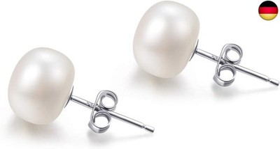Süßwasserperlen Ohrringe Echt 925 Silber Perlenohrringe Stecker Weiß 5MM 6MM 7M