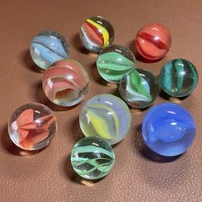 Lot 11 Vintage Cat's Eye Marbles Glass .58-.68" Assorted Colors VG