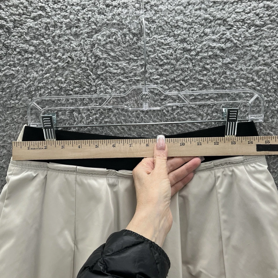 Falda Lida Baday Mujer 4 Beige Plisada Acampanada Hasta la Rodilla Bolsillos Negocios Carrera Foto 2 de 4