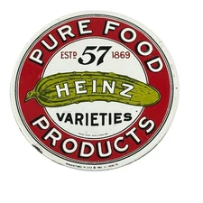 Heinz 57 Varieties Pure Food Products Metal Magnet Pickle Logo Vintage 1983 80s