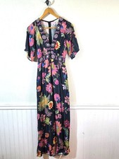 Urban Romantics Floral Maxi Dress Womens L Small Boho Festival Prairie Rayon
