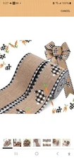 LaRibbons Bunny Easter Ribbons  Wired 2 Roll  2.5"X 20yds Ttl Blk White  Burlap