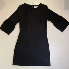 Waverly Grey Black Sheath Dress Small Bell Sleeve Made USA Minimalist Cocktail