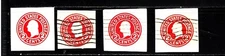 1907-16  U.S. STAMPED ENVELOPE 2c  Washington LOT OF 4 Sc#U429- Used Cut Squares