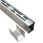 Channel Drain 1-1/4" Wide x 3' 3-5/8" Long,Silver Outdoor Pool Deck Drain Cha...