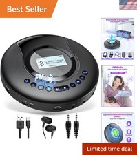 2000mAh Rechargeable CD Player with Bluetooth  FM Radio, Anti-Skip Protection