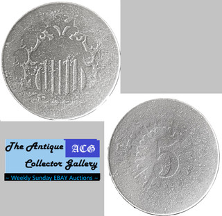 Antique⌛US Phil Mint Shield Nickel 5 Cent🪙1866 Rays🪙First US 5c Nickel
