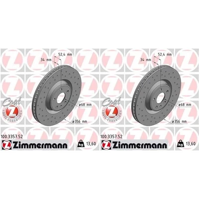 2x ZIMMERMANN Disques De Frein Sport 356 mm Perforés Avant Pour AUDI A6 A7 A8 - Photo 1/2