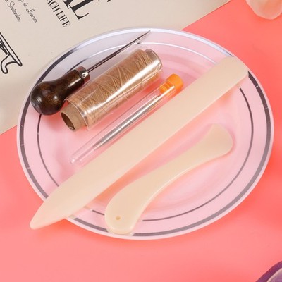 10Pcs Bookbinding Tools Set Durable Plastic Needles Waxed Thread Wood Handle Awl