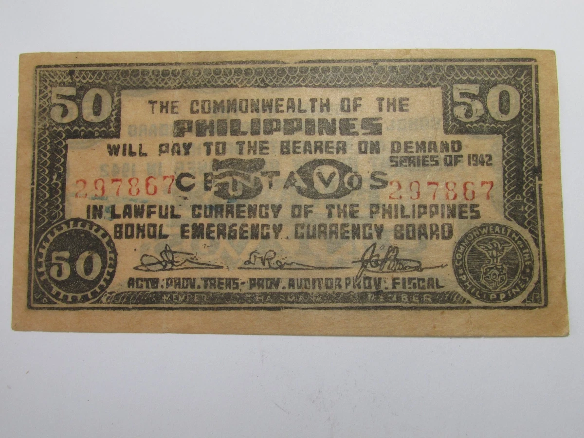 1942 Year Emergency Issue Philippine Paper Money for sale | eBay