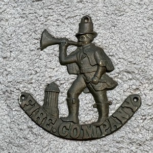 Vintage Brass Fire Company Plaque Sign Firemans Associate Fireman