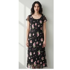 Vintage Moss Dark Floral Maxi Dress Sz 10 Y2K 90s Whimsigoth Fairy Cottagecore