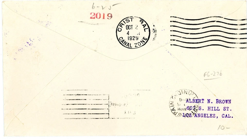 SURINAME 1929 FLIGHT COVER TO CRISTOBAL CANAL ZONE FLIGHT FG-276 - Image 2 of 2