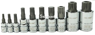 10Pc XZN 12 Point MM Triple Square Spline Bit Tamper Proof Socket