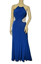 XSCAPE Colorblock Beaded Halter Maxi Dress Wedding Party Gown Size 6