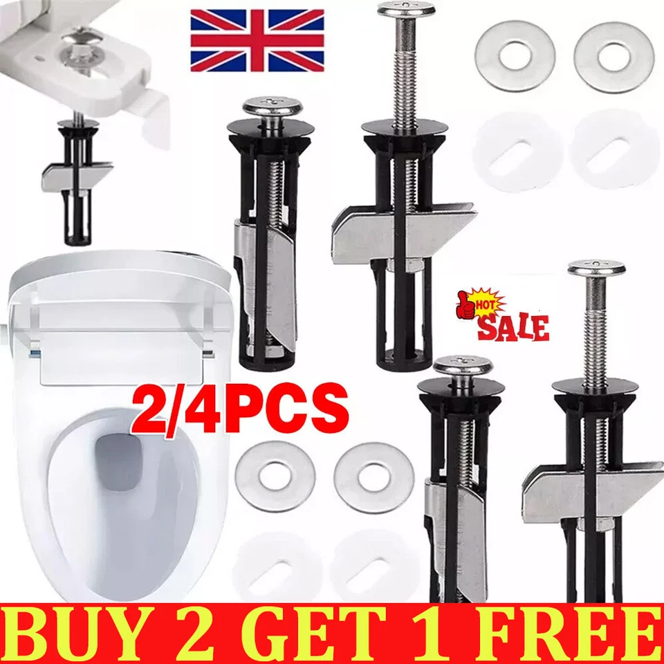 DAYDAYUP-UK 2/4pcs Toilet Replacement Fixing Screws Stainless Steel Toilet Seat Bolts Toilet