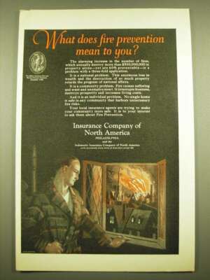 1924 Insurance Company of North America Ad - What does fire prevention mean