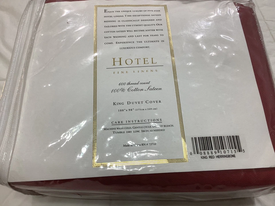 Funda nórdica BB & Beyond Herringbone 600 TC satén algodón king y 6 fundas ~ ¡Nueva! Foto 4 de 4