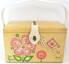 Enid Collins Of Texas Vintage Wooden Purse Box Bag - Les Fleurs