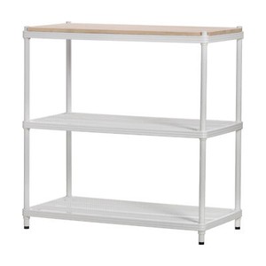 Design Ideas Metal Storage Wood Top Workbench Shelving Unit, White (For Parts)