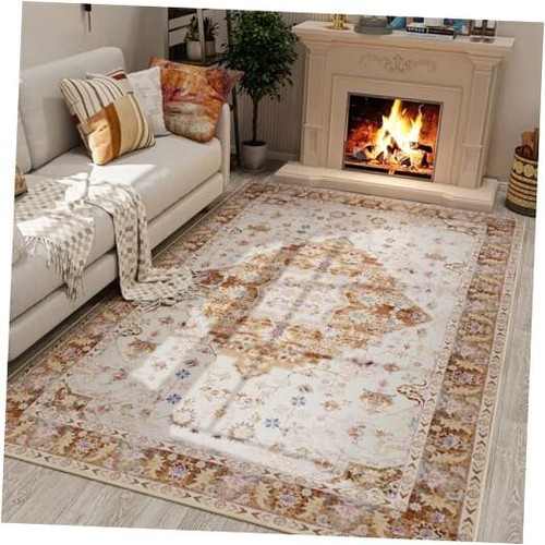 Super Soft Area Rug, Washable Living Room Rug, Non Slip Rug for 4x6 Feet Gold