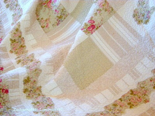 Tagesdecke FLOWER PINK 180x260 cm Creme Pink Sofaüberwurf Baumwolle - Bild 2 von 6