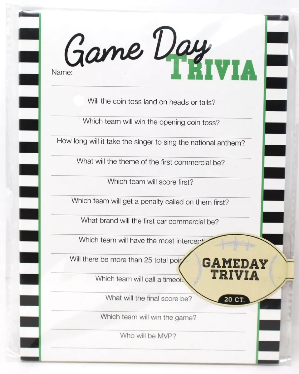 Game Day Football Trivia for up to 20 players party supply