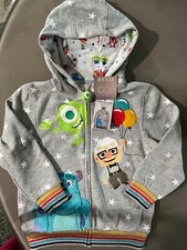 New Boy's Gray Disney 100 Pixar Licensed Kid s Hoodie Jacket Size 5