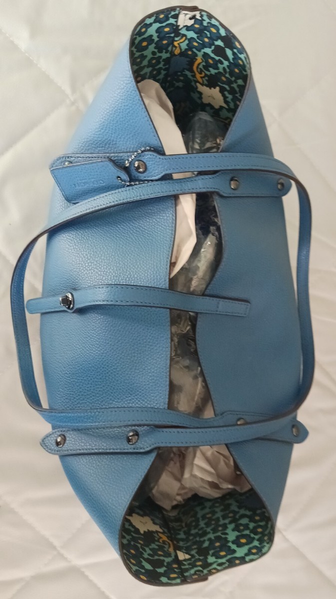 Coach 58850 Cobalt Blue Market Turnlock Tote w/Floral Print
