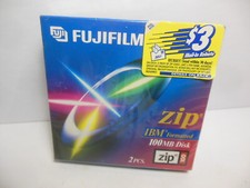2 Pack FUJI FUJIFILM 100 MB Zip Drive Disks IBM Formatted NEW Sealed