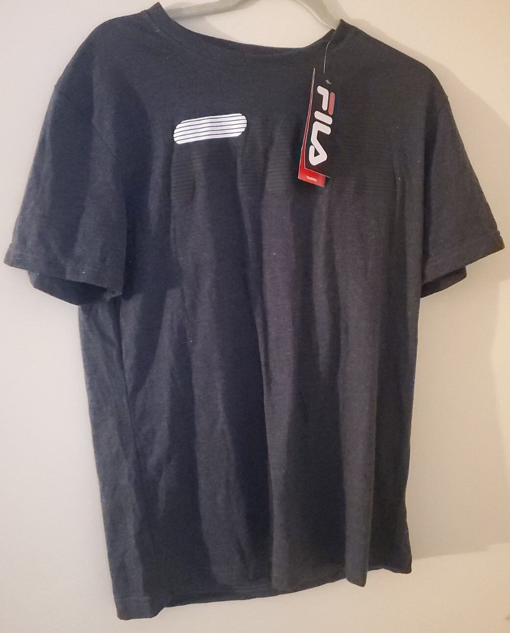 T shirt Fila uomo grigia logo incantesimo manica corta girocollo allenamento taglia media