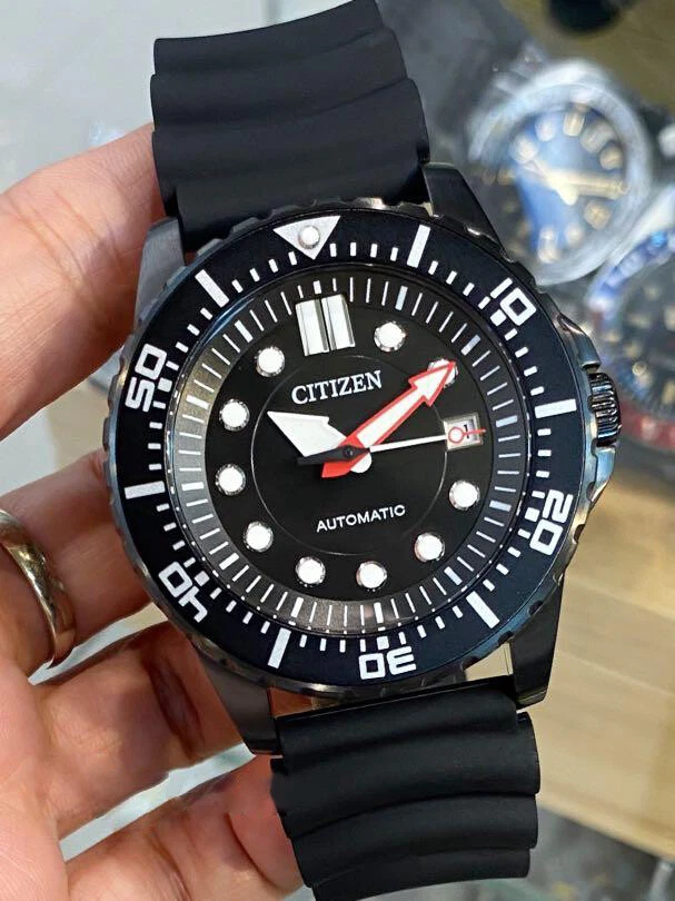 Citizen Automatic 100m Black Dial Rubber Strap Men s Watch NJ0125 11E