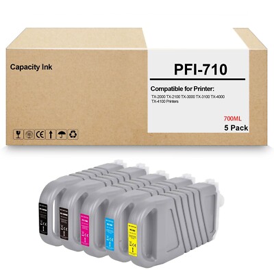 5 Pack PFI-710 PFI710 Ink Cartridge for iPF TX-2000 TX-3000 TX-4000 700 ML