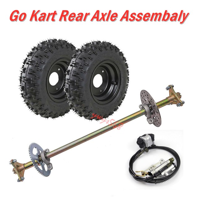 Complete Go Kart Rear Axle Kit + Brake assembly + Rear 6" Wheels ATV