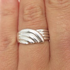 925 Sterling Silver Vintage Ribbed Ring Size 6.25