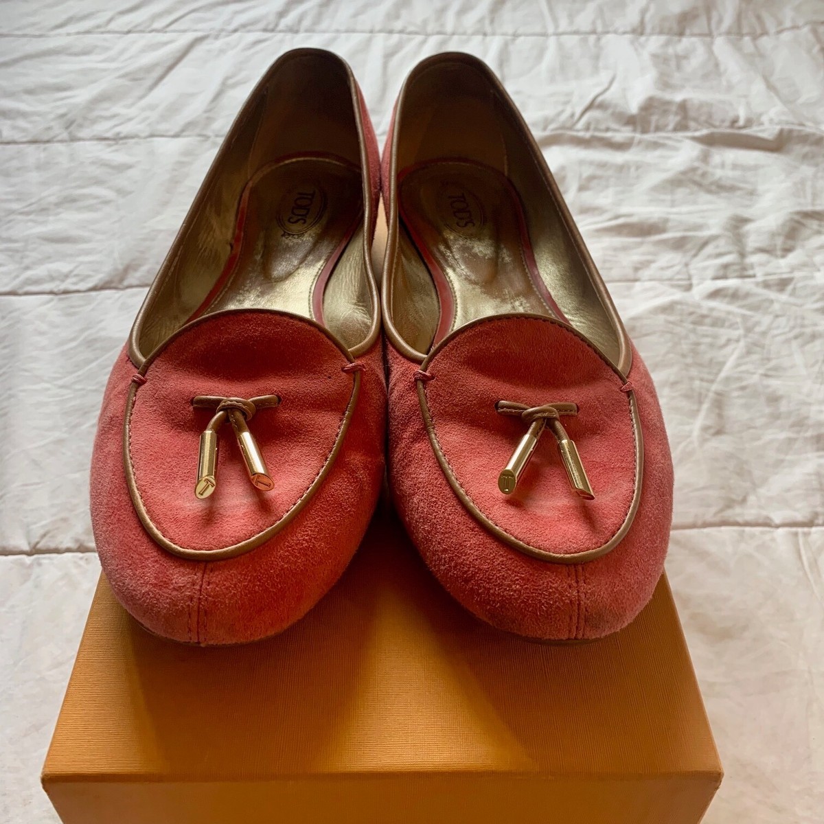 TOD'S Pink Italian Suede Loafers Women's Size EU 39