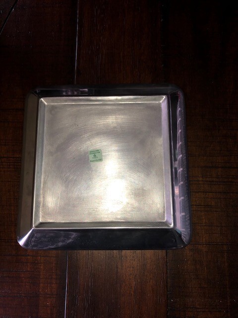 PartyLite Square Leaf Design Silver Metal Candle Holder Dish Display RARE