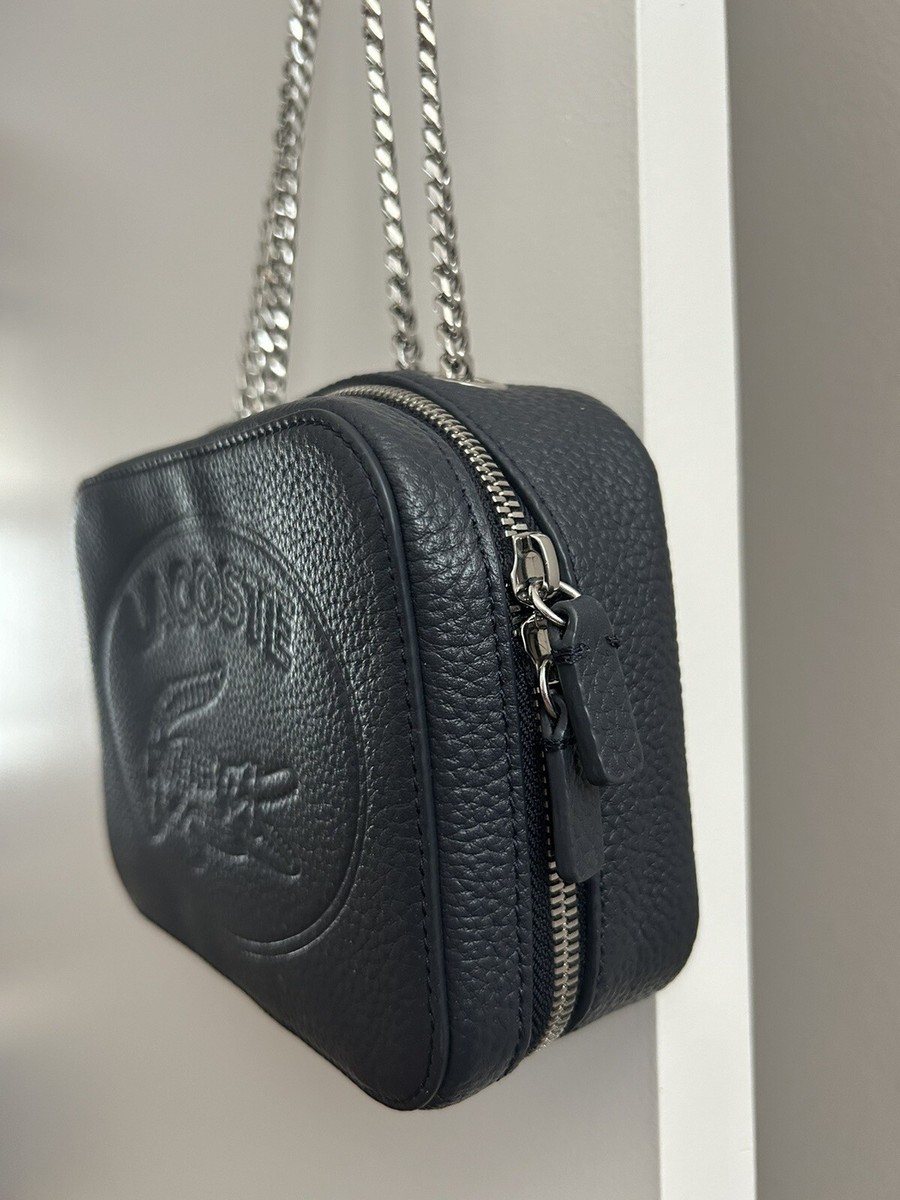 Lacoste Croco Crew Chain Pewter Silver Grey Classic Cross Shoulder