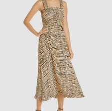 $240 Faithfull The Brand Women's Orange St Tropez Ruffled A-Line Dress Size M