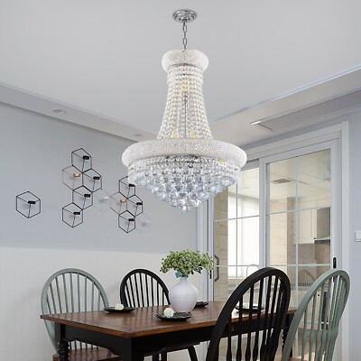 23.6'' Pendant Light French Empire Crystal Chandelier Modern Hanging Lamp Elegant
