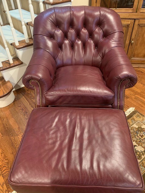 Leather Lounge Chair With Ottoman From Hancock And Moore For Sale