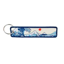 Japanese Water Wave Art Embroidered Jet Tag Keychain
