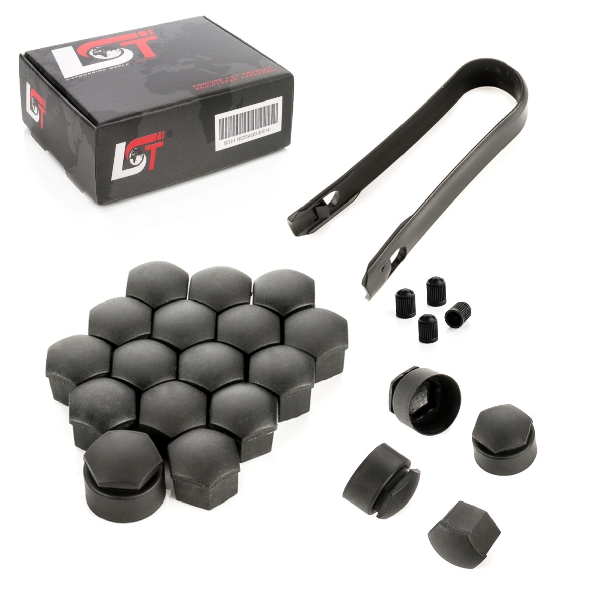 20X Wheel Nut Covers 17 Mm Theft Resistant Black For VAUXHALL