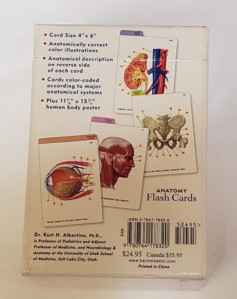 Barron's Anatomy Flashcards 264 FullColor Cards by Kurt H. Albertine