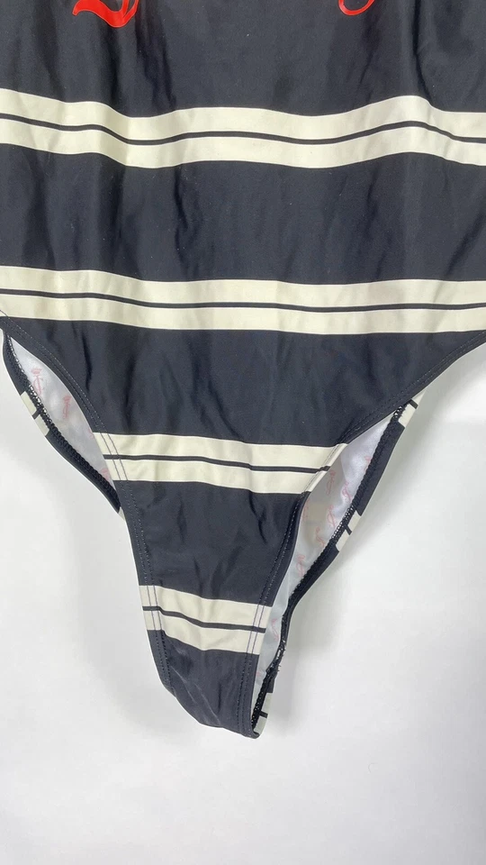 Traje de baño para mujer Juicy Couture Beach Royalty 1 pieza rayas negro talla XL. Foto 3 de 4