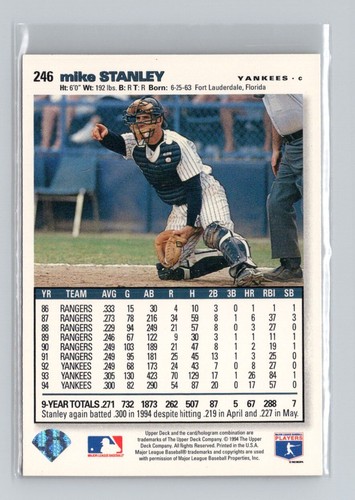 1995 Collector's Choice SE #246 Mike Stanley Gold Signature - Picture 2 of 2
